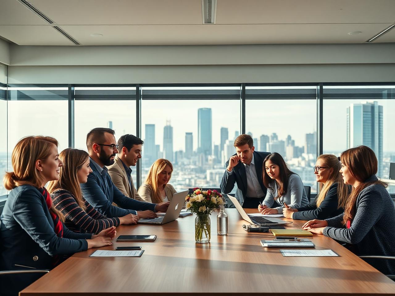 Logistics team collaborating in a corporate meeting